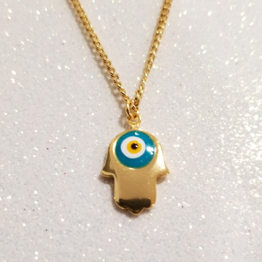 Evil eye gold plated chain necklace